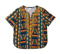 Vêtements de skateboard pour enfants africains classiques Dashiki Casual Chemise ample Garçons Filles T-shirt Ensemble bébé garçon, jaune, 1-2 ans