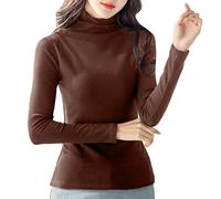 Vêtements de ski de fond pour femme Ensemble bas pour femme à manches longues décontracté T-shirt ample robe pour femme en coton à manches longues T-shirt thermique pour homme, café, XXL