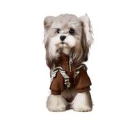 Vêtements de Sport d'automne for Schnauzers, Ours en Peluche et Bichons frisés - Sweats élégants à Rayures et Blocs de Couleur(Brown,L)