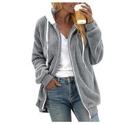 Vêtements de Sport pour Femme Coton Chauffant Pull Halloween Christmas Chaud Rouge Femme Élégant Pull' Noël Fin Longue Norvégien Zippé Chaude Roule de Sweat Gris Clair XXL