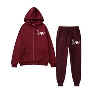 VêTements De Sport pour Femme - Ensemble décontracté Femme Sweat à Capuche et Pantalon Velours Confortable pour Style Quotidien Tendance avec Motif cœur élégant