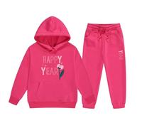 Vêtements De Sport, Short Garcon Ensemble pull pantalon capuche manches longuess d'âge moyen plus âgés du Nouvel An 2025 (Watermelon Red 4-5 Years)