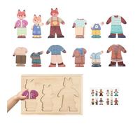 Vêtements Design pour animaux de jeu - Apprenez à habiller jouet - assortir et commandez des robes en bois puzzle pour faire semblant de jouer en classe de voyage d'âge préscolaire Activités pour les