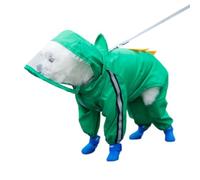 Vêtements d'été imperméables pour animaux de compagnie, cape de pluie à quatre pattes, manteau de pluie pour promener les chiens les jours de pluie (dinosaures verts, taille S)