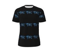 Vêtements d'été imprimés carte du monde T-shirt à manches courtes respirant occasions athlétiques sorties décontractées, Noir , S