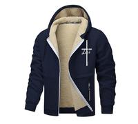 Vêtements d'extérieur pour homme en polaire doublée épaisse coupe-vent avec fermeture éclair Sweat à capuche chaud Plusieurs couleurs Couverture à capuche en polaire, bleu, 3XL