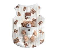 Vêtements d'hiver pour chien, manteau coupe-vent pour chien et chat avec anneau en D, manteau en coton pour temps froid, motif ours mignon pour chiens de petite et moyenne taille en automne et hiver