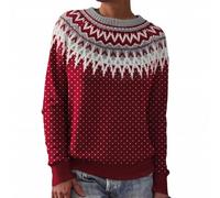 Vêtements d'hiver pour femme - Pull à blocs de couleurs pour femmes - Pour les vacances et l'hiver - Tricot surdimensionné - Imprimé - Manches longues - Col rond - Léger - Rétro - Joli pull de