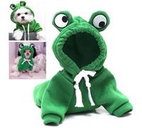 Vêtements drôles pour animaux de compagnie mignon vert petite grenouille chien et sweat-shirt extérieur coton peluche petit D9Z1 hiver mode et chien