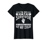Vêtements Ecmo Survivor - Design Amusant et Impressionnant pour Les survivants T-Shirt Graphique avec Valeur, Femme, Noir, XL