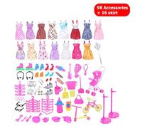 Vêtements Et Chaussures De Poupée Barbie, 114 Pièces, Sac À Main, Tenue De Vélo, Collier, Bijoux, Accessoires Pour Maison De Poupée, Cadeau D'Anniversaire Pour Enfants