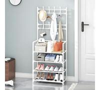 Vêtements et Stockage du Chapeau sur Le Rack Debout avec Une Section de Chaussures de Grande capacité, adapté à diverses scènes, y Compris des Zones clés. Blanc Four Layers 60cm