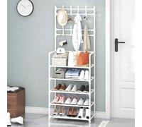 Vêtements et Stockage du Chapeau sur Le Rack Debout avec Une Section de Chaussures de Grande capacité, adapté à diverses scènes, y Compris des Zones clés. Blanc Five Layers 60cm