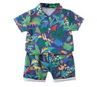 Vêtements Ete Bébé Garçon 6 Months - 5 Ans Ensemble Enfant Garcon Short Et Chemise Hawaii Manche Courte Pas Cher Mignon Confortable Casual Sport Plage (Green, 3-4 Years)