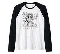 Vêtements féministes Vintage Girl Will Be Girls Medusa pour Femmes Manche Raglan