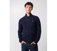 Vêtements GANT Lambswool Cable Half Zip pour Homme L Bleu
