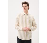 Vêtements GANT Reg Cotton Linen Stripe Shirt pour Homme M Beige