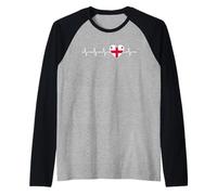 Vêtements Georgian Heartbeat en forme de cœur avec drapeau de la Géorgie Manche Raglan