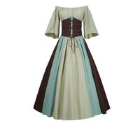 Vêtements gothiques pour femme - Robe de cosplay médiévale pour femme - Élégante robe gothique avec une épaule et manches volantées - Costume pour fête d'Halloween - Costume médiéval - Poupée en