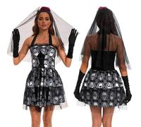 Vêtements gothiques pour femme - Robe élégante de style cosplay pour jeux de rôle - Robe délicate à bretelles pour femme - Parfaite avec des bottes et des talons ou pour porter toute la robe corset