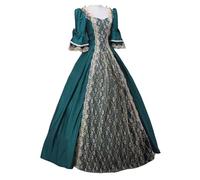 Vêtements gothiques pour femmes, robe à manches courtes, robe rétro gothique, robe demi-cour, vêtements rétro, pantalon, costume d'Halloween pour femmes, vert noirâtre