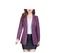 Vêtements Grande Taille Printemps Automne Femmes Vestes Manteau New Leather Lady Purple 4XL