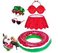 Vêtements Hawaïens pour Animaux De Porche - Bikini avec Chapeau Et Lunettes pour Animaux - Tenue Élastique Et Festive pour Statue De Décoration Extérieure pour Patio Jardin Pelouse