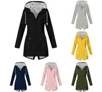 VêTements ImperméAbles Femme Veste Coupe-Vent avec Poches et Doublure ZippéE Manteau Coupe-Vent de Couleur Unie ImperméAbles pour Femmes Veste de Pluie Femme Vestes De ExtéRieur Pas Cher 2025