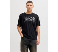 JACK & JONES T-Shirt 'JJEJeff' gris foncé / noir / blanc, Taille S