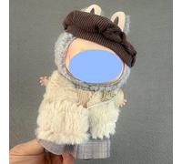Vêtements Laabu en peluche pour fête assise, deux ou trois générations de jupe de rechange, convient pour 17 cm, uniquement vêtements, chaussures non incluses (plumes en velours marron brouillard