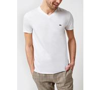 Vêtements Lacoste T-shirt col V en jersey de coton pour Homme M Blanc
