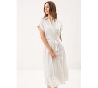 Ralph Lauren - Robe midi à rayures croisées et col en V - Femme - Robes - Beige - Taille: 34 FR