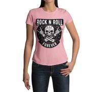 Vêtements modernes et élégants pour femme - Motif Rock n Roll - T-shirt pour femme - Tête de mort - Heavy Metal Rockige - Manches courtes - Corne - Grunge - Vintage Punk - Noir - Blanc - Rose - Gris,