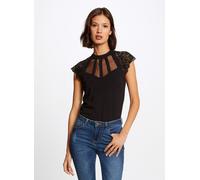 T-shirt manches courtes à dentelle noir S