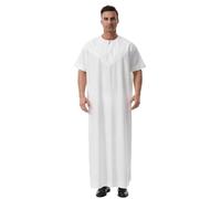 Vêtements Musulmans pour Hommes - Chemises Habillées pour Hommes Décontractées Manches Courtes Style Robe pour Le Printemps Et L'Été Confortables avec des Baskets Lavables en Machine (White XL)