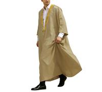 Vêtements Musulmans pour Hommes - Élégante Robe Longue De Cérémonie Jubba Thobe Brodée pour La Remise des Diplômes Et (Khaki XL)