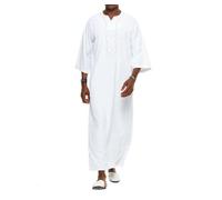 Vêtements musulmans pour Hommes Robe Arabe pour Homme Kaftan Abaya Robe à Manches Longues Islamique Robes de Caftan Ethniques Coton Lin Chemise Arabe Musulmane Robe du Moyen-Orient