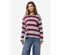 Vêtements Noisy May NMAURA L/S STRIPED POLO SHIRT JRS pour Accessoires L Bordeaux