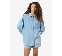 Vêtements Noisy May NMKATRI LS OVERSIZE STR SHRT BS006LB pour L Bleu