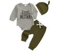 Vêtements Nouveau-Né Bébé Garçon Fille Ensemble Imprimé Barboteuse Manches Longues et Pantalon + Bonnet Tenue de Printemps Automne Ensemble Élégant Brodé pour Bébé Filles (Green, 0-3 Months)