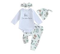 Vêtements Nouveau-né Bébé Garçon Fille Ensemble Imprimé Koala Bear Barboteuse Manches Longues et Pantalon + Bonnet 3 Pièce Tenue de Printemps Automne (Blanc Ours, 0-3 Months)
