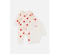 Vêtements Petit Bateau Ensemble 3 pièces Cache-Coeur Coeurs Rouges en Coton pour Accessoires 18M Blanc