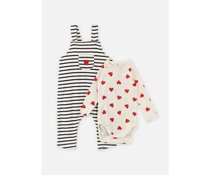 Vêtements Petit Bateau Ensemble Salopette & Body Cœurs Rouges e pour Enfant 18M Blanc