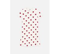 Petit Bateau Chemise de Nuit Manches Courtes Fille, Blanc Marshmallow/Rouge Terkuit, 12 Ans