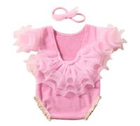 Vêtements photo pour bébé Combinaison courte et coiffe avec nœud pour nouveau-né Barboteuse pour fête infantile Accessoires de photographie Accessoires de photographie Ensemble d'accessoires photo