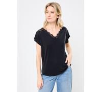 Vêtements Pieces PCKAMALA LACE V-NECK TEE JRS FC BC pour Accessoires L Noir