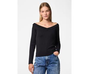 Vêtements Pieces Pcmaliva Ls Offs V-Neck Top Jrs Noos Bc pour Femme S Noir