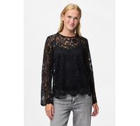 Vêtements Pieces Pcolline Ls Lace O-Neck Top Wvn Noos pour S Noir