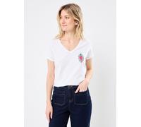Vêtements Pieces PCTILLY SS V-NECK EMB T-SHIRT JRS FC pour Femme M Blanc