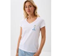 Vêtements Pieces PCTUA SS V-NECK PRINTED T-SHIRT BC pour Accessoires S Blanc